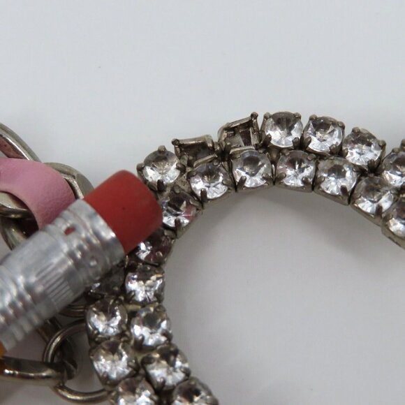Y2K Womens One Size OSFM Silver Tone Metal Rhinestone Heart Chain Waist Belt main image 4